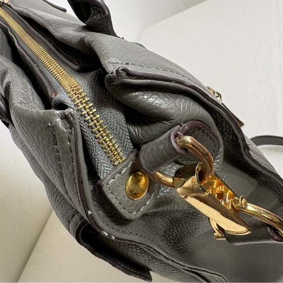 KRISTEN BELL for Erica Anenberg Large Gray Leather Tote Messenger Bag Purse - Picture 10 of 15